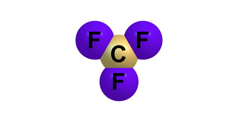 Chlorine trifluoride molecular structure isolated on white