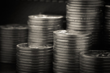  money concept coins currency baht thai with filter effect retro