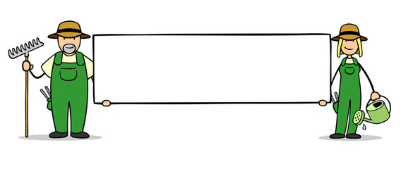 Gärtner Team hält Schild hoch