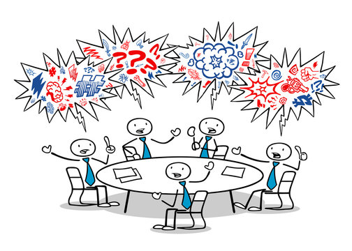 Cartoon Business Leute fluchen im Meeting