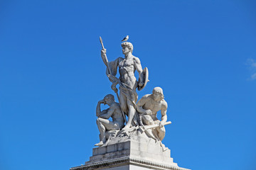 Sculptural group near to Monument of Victor Emmanuel II, Roma. Italy