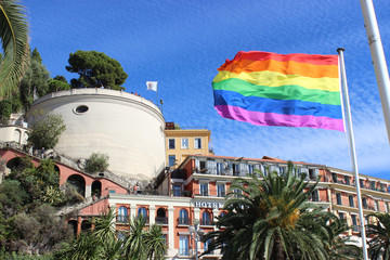 Obraz premium Rainbow Flag in Nice, France