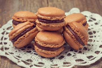 homemade macaroon on a knitted cloth