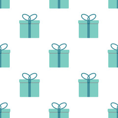 Cute seamless pattern with colorful gifts on white background.