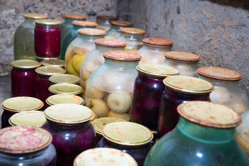 old cans of fruit in the basement