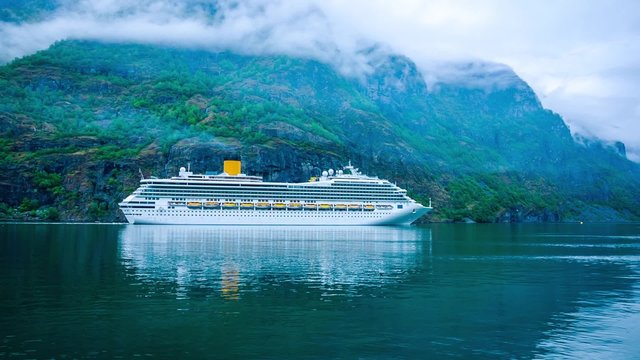 Cruise Ship, Cruise Liners On Hardanger fjorden, Norway