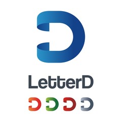 Clean Letter D Logo Design Ribbon