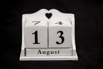 Calendar cubes August, thirteenth, 13, 13th