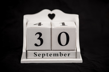 Calendar cubes September, thirtieth, 30, 30th