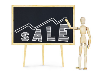 Concept of  sales increase. Abstract image with wooden puppet