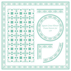 Vintage Frame Pattern Set 129 Square Cross Flower