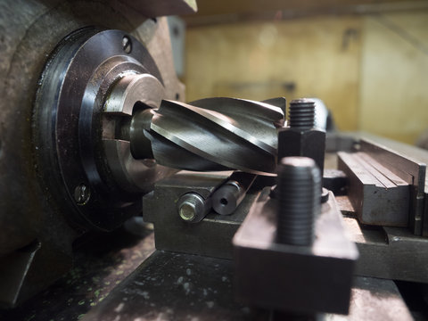 Old geen milling machine, closeup, metalworking - Powered by Adobe