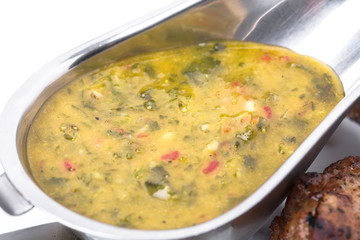 Hot herb sauce for griiled lamb fillet.
