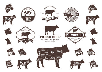 Vector Beef Logo, Icons, Charts and Design Elements