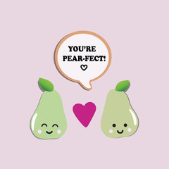 Two cute green pears in love
