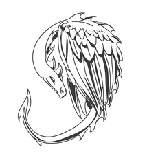 vector fantasy dragon silhouettes for site, tattoo