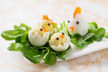 Easter appetizer of boiled eggs