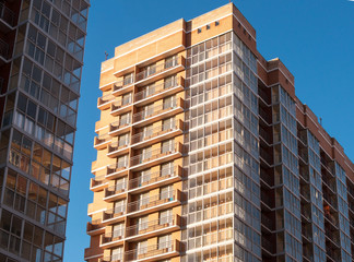 New residential building on a background of the sky.