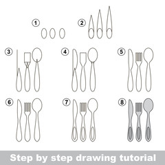 Tableware. Drawing tutorial.