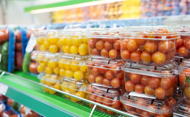 Cherry tomatoes in supermarket