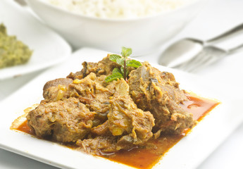 yummy mouthwatering delicious mutton curry with rice