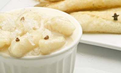 Rice Cake with Coconut Filling named as the Dudh Puli