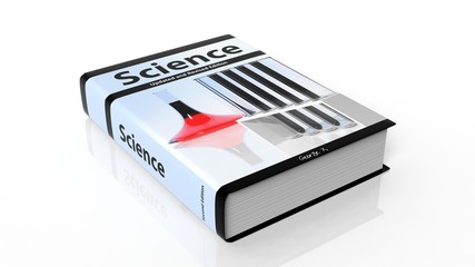 Hardcover book Science with illustration on cover, isolated on white background.