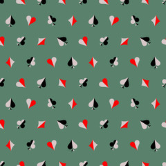 Seamless abstract vector pattern with icons of playings cards.