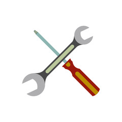 Wrench and screwdriver flat icon
