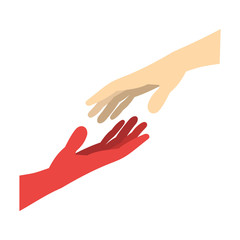 Two arms stretching towards each other icon