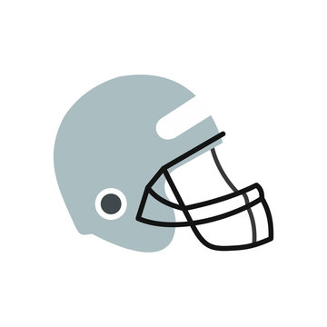 Football helmet with face mask flat icon