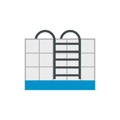 Stairs of the swimming pool flat icon