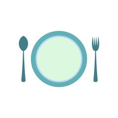 Cutlery set with plate flat icon