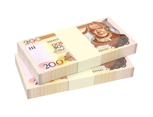 Bolivian boliviano bills isolated on white background. Computer generated 3D photo rendering.