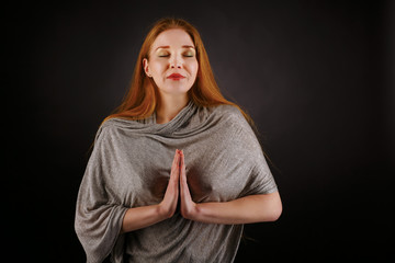  Portrait of a young woman praying