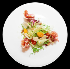 Salad with prosciutto ham
