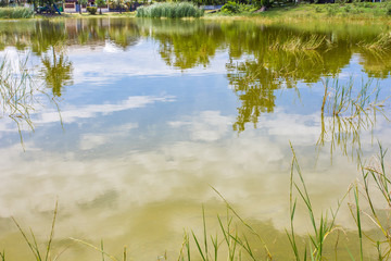 plan d'eau naturel saumâtre de l'Etang-Salé-les-Bains, île de la Réunion 