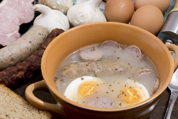 Traditional polish Zurek, easter soup.