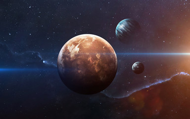 Obraz na płótnie Canvas Planets over the nebulae in space. This image elements furnished by NASA
