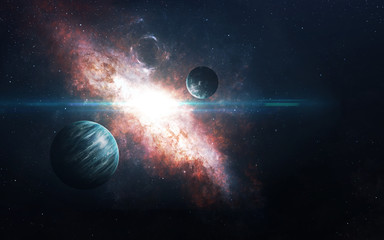 Naklejka na ściany i meble Planets over the nebulae in space. This image elements furnished by NASA