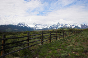 Fototapeta na wymiar Mountain landscape and fence