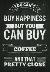 Fototapeta premium Hand drawn poster with quote about coffee