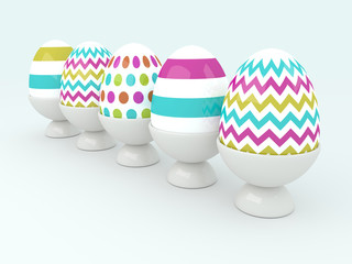 row of 3d Easter eggs
