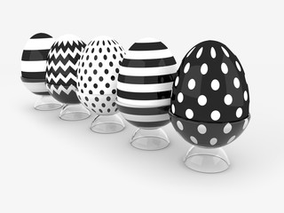 row of 3d Easter eggs in rack