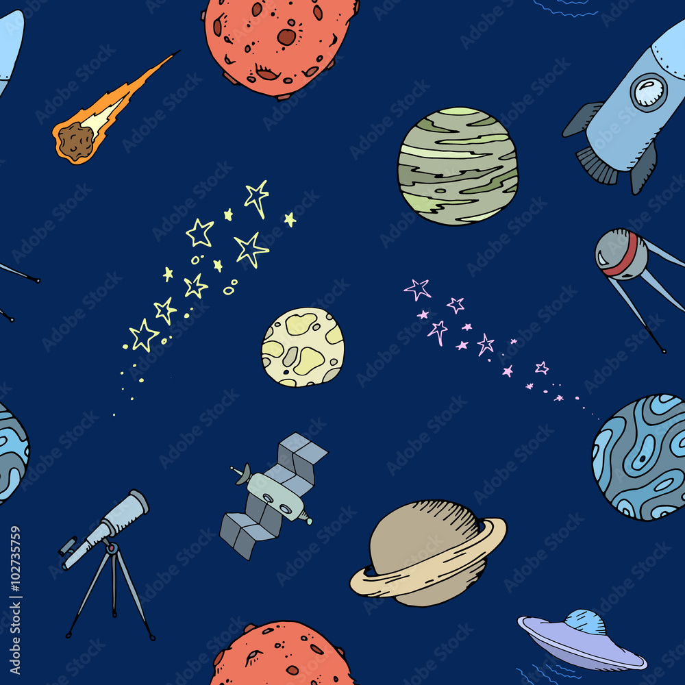 Canvas Prints seamless dooble space pattern set