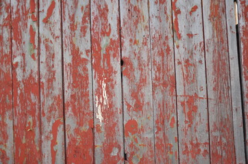 Broken Red Paint on Wood