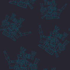 Seamless pattern with symbols from Aztec codices for your design