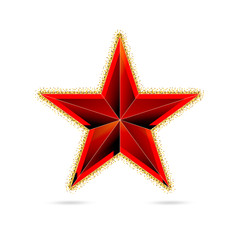Obraz premium Single red star shine on white background