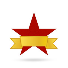 Vector illustration of red star award with shiny ribbon with spa