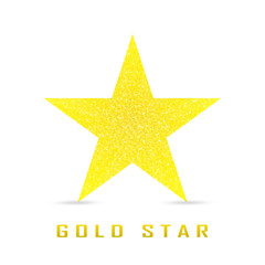 Single golden star shine on white background